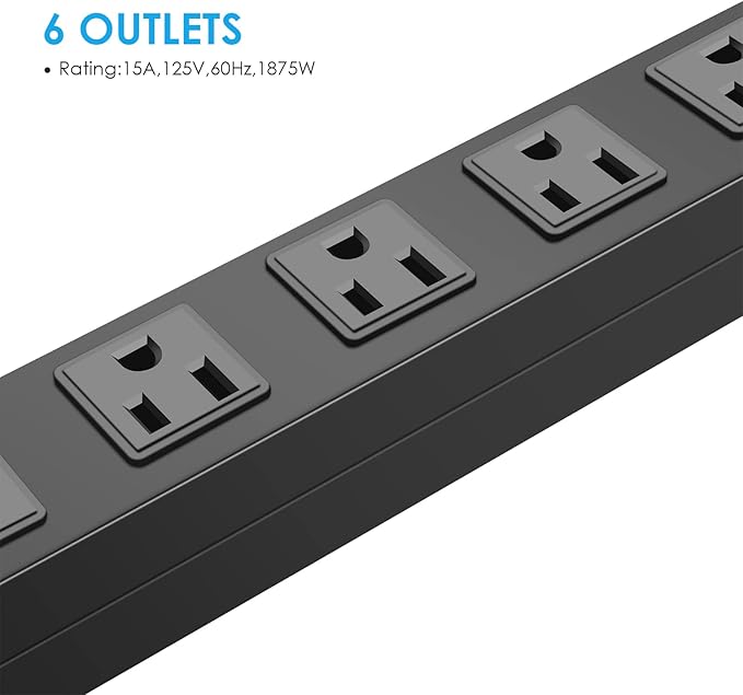 3Pack Metal Wall Mount Power Strip, Mountable Power Outlet - Image 5