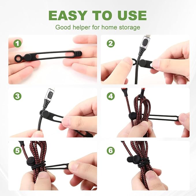 20PC Data Cable Organizer, 2026 Upgrade Silicone Cable Ties Reusable Cable - Image 4