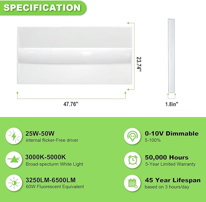 Cortelco 2x4 LED Troffer Light-25W/30W/35W/40W/50W, 4 CCT Selectable - Image 3