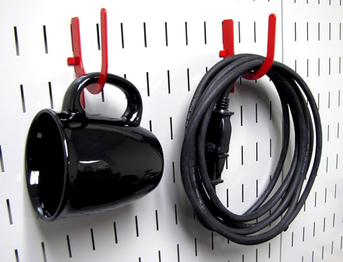 Wall Control Pegboard Accessory U-Shaped Slotted Metal Hook Red - Image 5