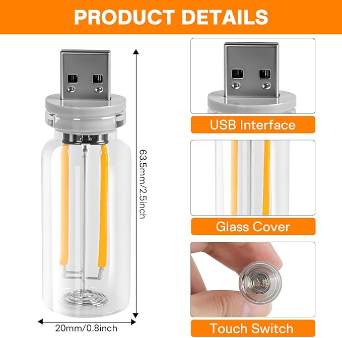 2PCS USB Car LED Interior Lights, Mini Ambient Lighting Accessories, Touch - Image 7