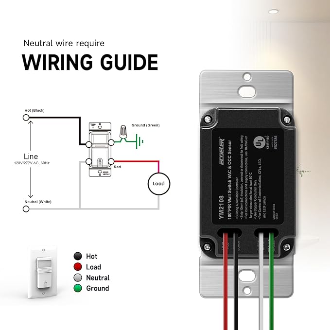 ECOELER Motion Sensor Light Switch, Occupancy & Vacancy Model Motion Activated - Image 6