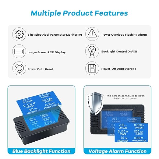 AC 80-260V 100A Multi-Function Power Monitor LCD Digital Display Voltage - Image 2