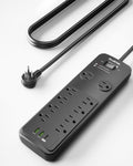 Surge Protector Power Strip 10FT, PLUGTUL Surge Protector by PLUGTUL