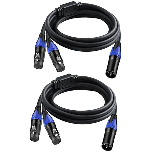 1 Male to 2 Female XLR Y Splitter Micrphone Cable, 3pin Male to Dual Female by Seefeful