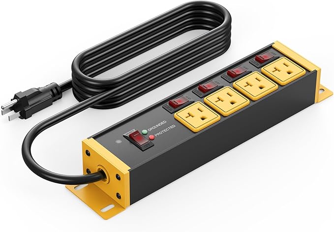 CCCEI Heavy Duty Surge Protector Power Strip 20 Amp Individual Switches. 25FT by CCCEI