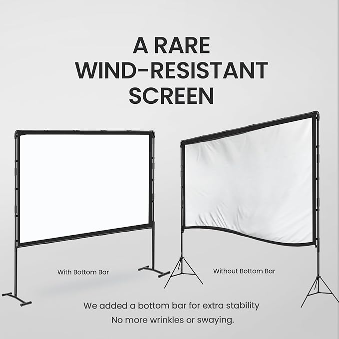 Projector Screen with Stand, 100 Inch, 16:9 Outdoor Portable Screen, Unique - Image 2