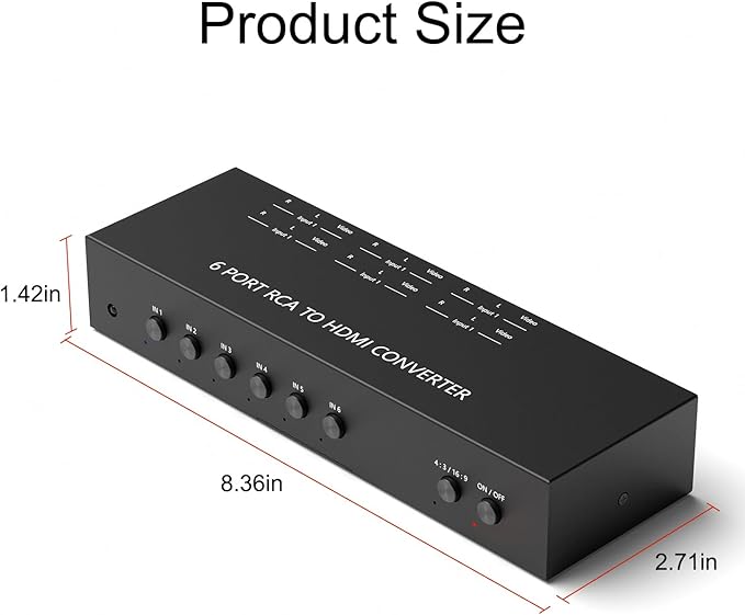 ZUZONG 6 Way RCA to HDMI Converter 1080P/720P RCA Composite CVBS AV Switch to - Image 4