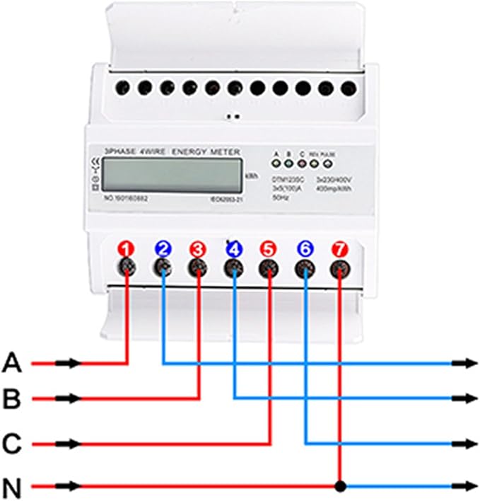 Tyenaza Energy Meter, Digital 3 Phase Energy Meter, LCD Display White ABS - Image 2