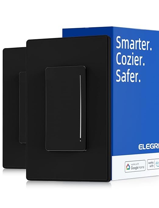 ELEGRP Smart Dimmer Light Switch DTR30, Single Pole or 3 Way, 2.4GHz Wi-Fi by ELEGRP%7CELEGROUP