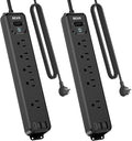2 Pack Surge Protector Power Strip, 10FT Long Extension Cord by BEVA