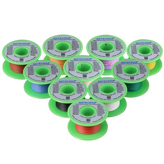 BNTECHGO 28 Gauge Silicone Wire Kit 10 Color Each 50 ft Flexible 28 AWG by BNTECHGO