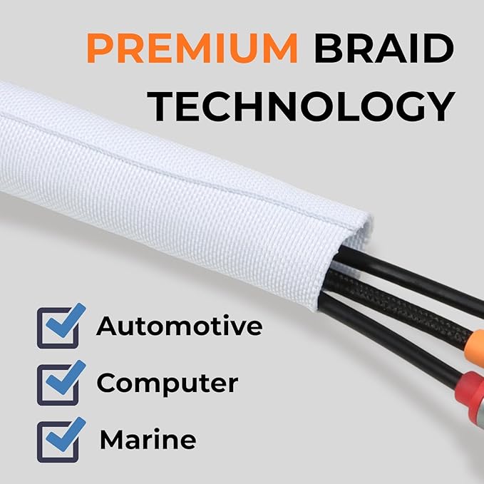 HOLED 1/8 inch Split Braided Cable Management Sleeve - Image 2