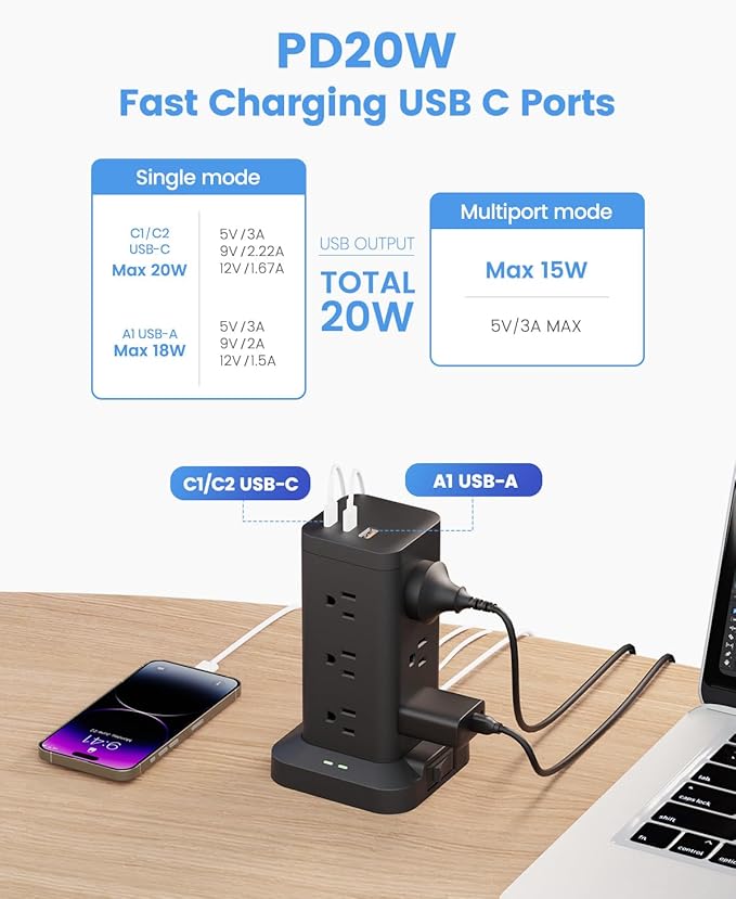 Tagzilo 15-in-1 Power Strip Tower - Image 4