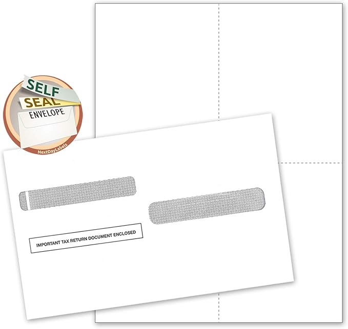 W-2 Forms Blank Paper 4-Up Version NO Instructions on Back by NextDayLabels