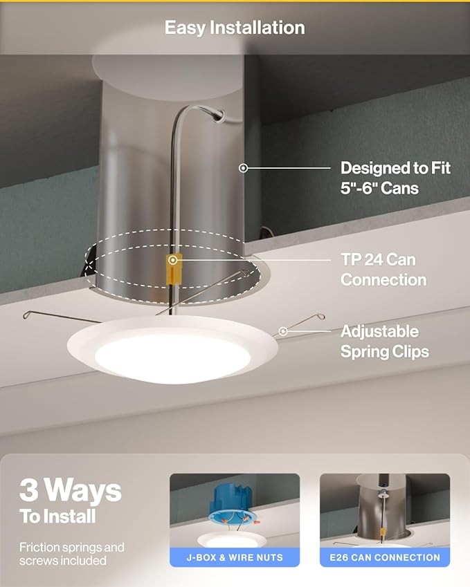 Sunco 96 Pack LED Disc Lights Ceiling 6 Inch, Flush Mount Disk Light, Recessed - Image 5