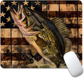 Wooden American Flag Fish Square Mouse pad, Waterproof, Anti Slip Rubber Base by Goodsprout