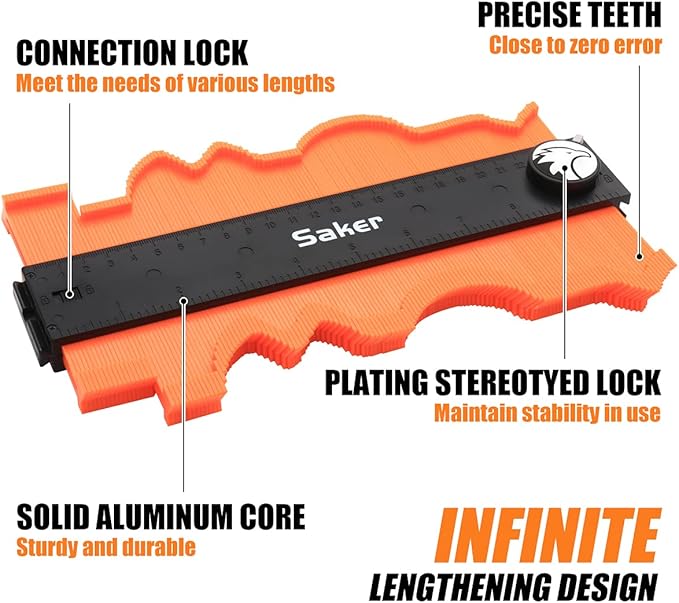 Saker Contour Gauge Profile Tool- Adjustable Lock-Precisely Copy Irregular - Image 5