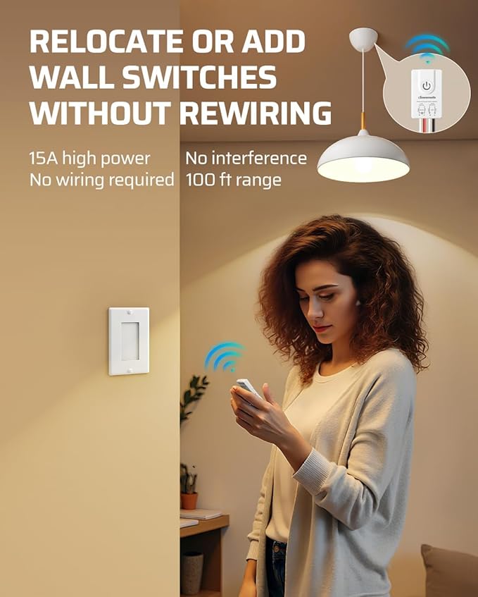 DEWENWILS Wireless Light Switch and Receiver Kit, No in-Wall Wiring Required - Image 2