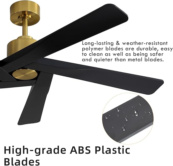 WINGBO 64" ABS DC Ceiling Fan No Light, 5 Blade ABS Plastic Ceiling Fan - Image 6