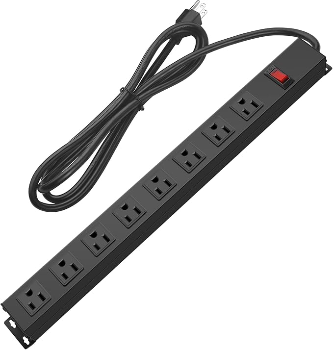 HHSOET Metal 8 Outlet Mountable Power Strip, Wall Mount Outlet Heavy Duty by HHSOET