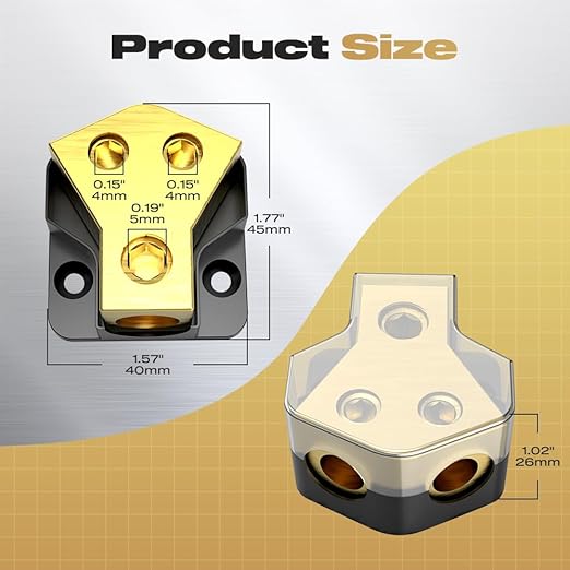 Distribution Block Car Audio, 2 Way 0/2/4 Gauge in 4/8/10 Gauge Out Amp Power - Image 2