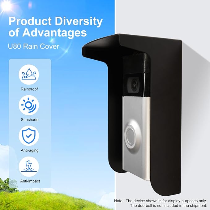 Dgyezhao Outdoor Black Doorbell Rain Anti-Glare Cover, Steel Weather-Blocking - Image 4