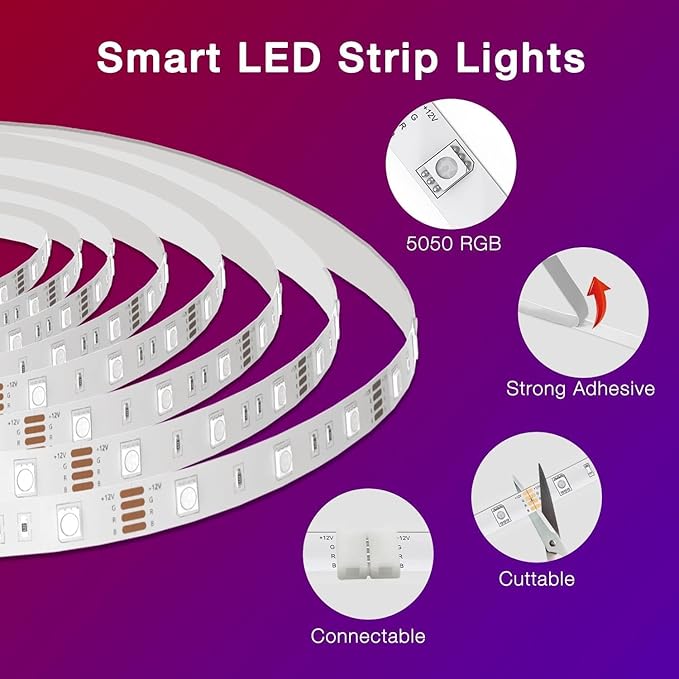 DAYBETTER Smart WiFi Led Lights, 50 FT RGB Led Strip Lights Compatible - Image 6