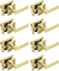 Mengico 8 Pack Passage Door Levers Gold Finish, No-Locking Keyless Square Door by Mengico