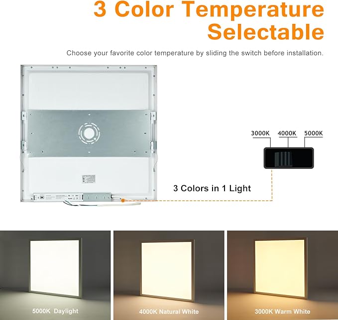Mcacggo 2x2 FT LED Flat Panel Light Surface Mount Dimmable & 3000K/4000K/5000K - Image 3