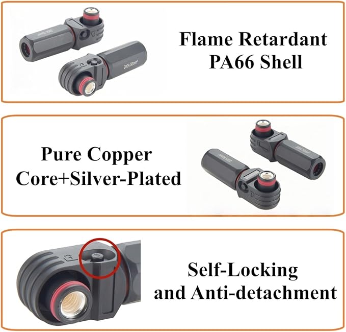 Right Angle Energy Storage System Power Connector IP67 Waterproof 200A 50mm² - Image 4
