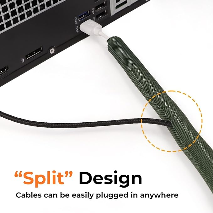 HOLED 3/8 inch Split Braided Cable Management Sleeve - Image 6