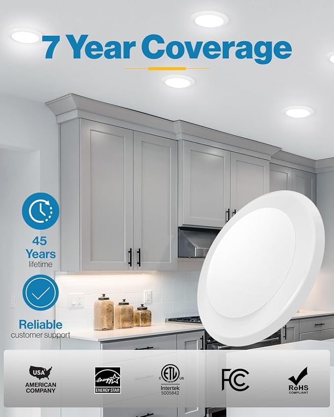 Sunco LED Disc Lights Ceiling 6 Inch, Flush Mount Disk Light, Recessed Can - Image 8