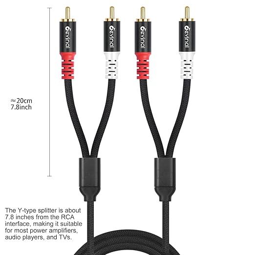 Devinal 16FT RCA Cables, 2RCA to 3RCA Audio Cable, Male Stereo RCA Cord - Image 7