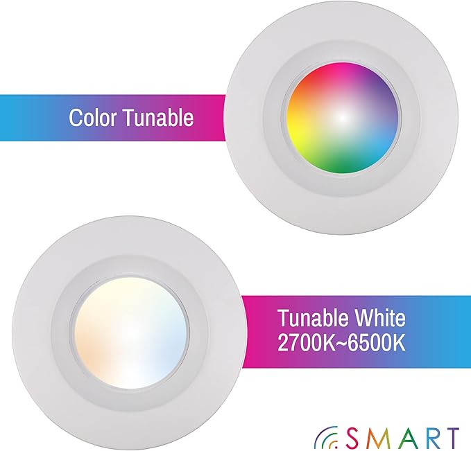 CLEANLIFE 2-Pack Smart LED Recessed Lighting Retrofit Downlight RGB + Tunable - Image 2
