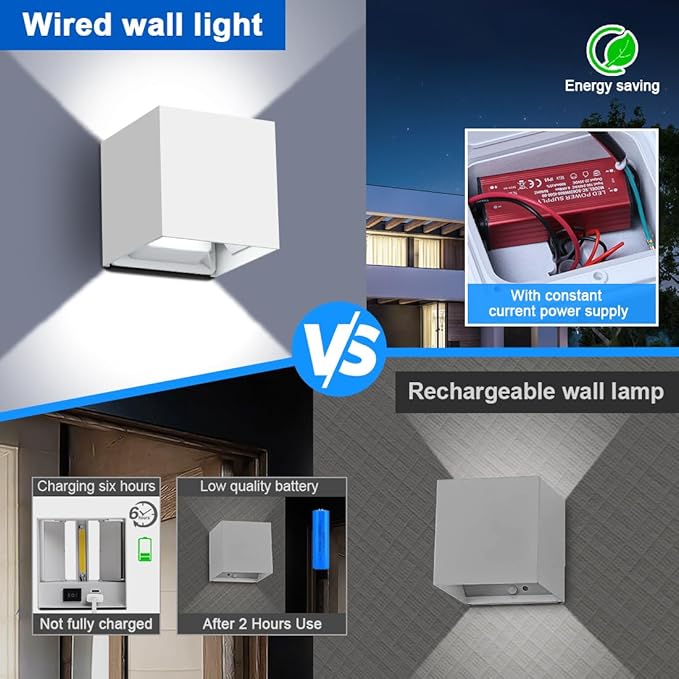 ledmo LED Up and Down Outdoor Wall Sconces White 6000K 20W High Power Aluminum - Image 4