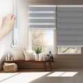 FOIRESOFT Standard Custom Blackout Zebra Roller Blinds Dual Layer Privacy Shade by Foiresoft