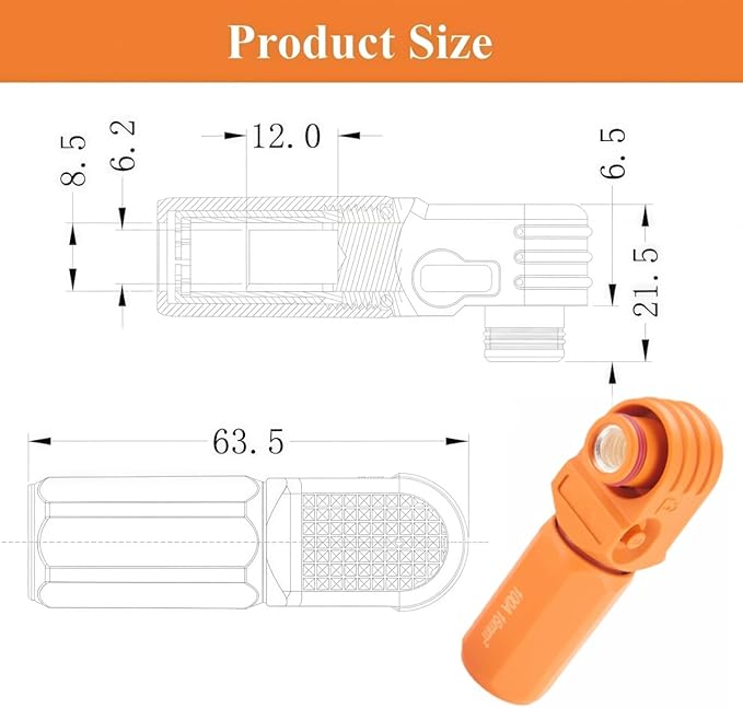 Right Angle 6mm 16mm² 100A Single Core Battery Energy Storage Connector IP67 - Image 5