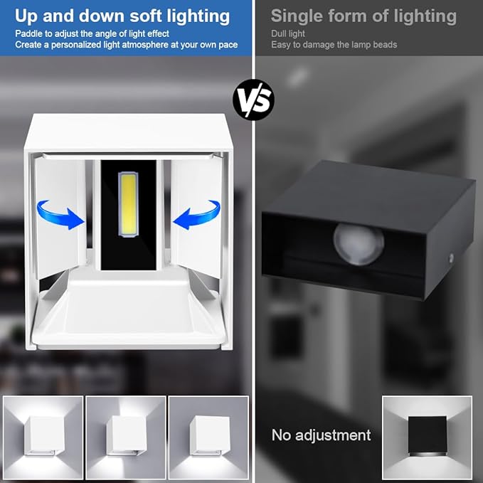 ledmo LED Up and Down Outdoor Wall Sconces White 6000K 20W High Power Aluminum - Image 2