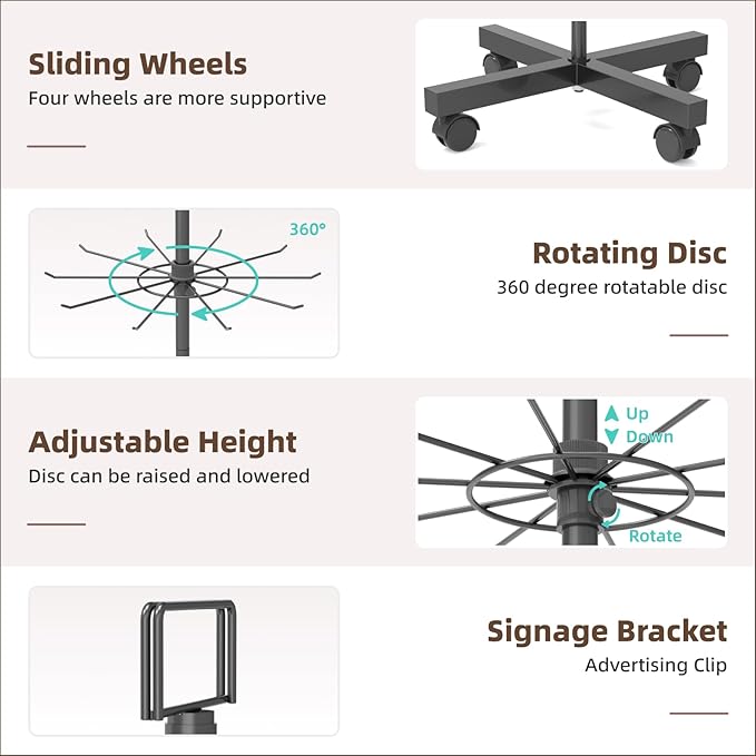 YEOOE Retail Display Racks 7 Tier Spinning Display Stand, Movable Shop Spinner - Image 3