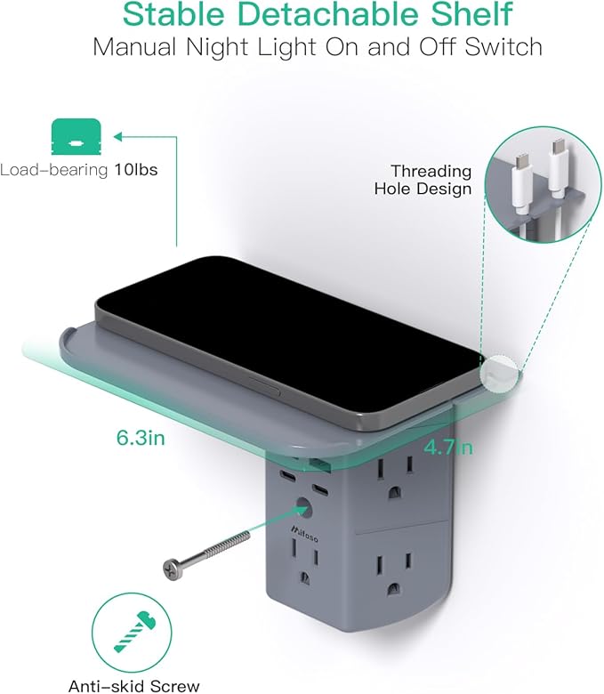 PD20W Wall Outlet Extender, Outlet Splitter - Image 4