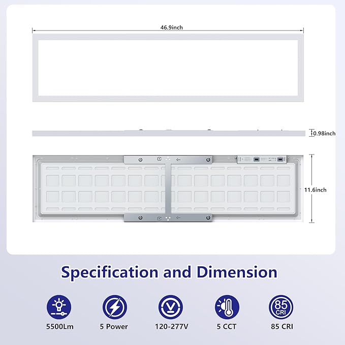 AIKVSXER 1x4 Led Flat Panel Light Surface Mount-6 Pack, 50W 5500Lm Dual - Image 6