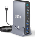 Zeroffi 880W USB C Charger Block, 10-Port USB Fast Charging Station Hub by HOME