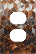 Bvtewkhz Brown Abstract Luxury Modern Geometric Cubic Marble Duplex Outlet by Unknown