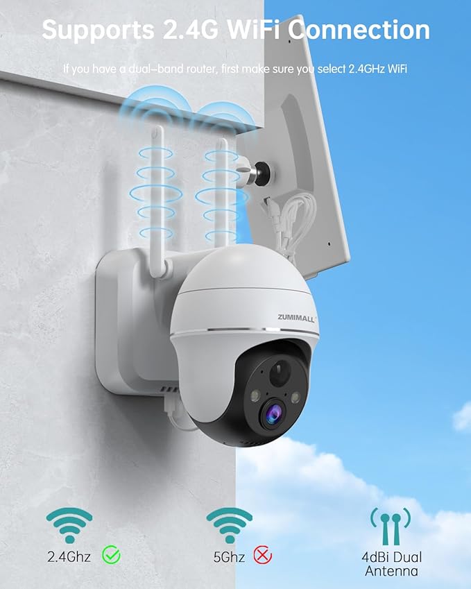 ZUMIMALL 2K Solar Security Cameras, 360° View Outdoor Camera Wireless Solar - Image 5