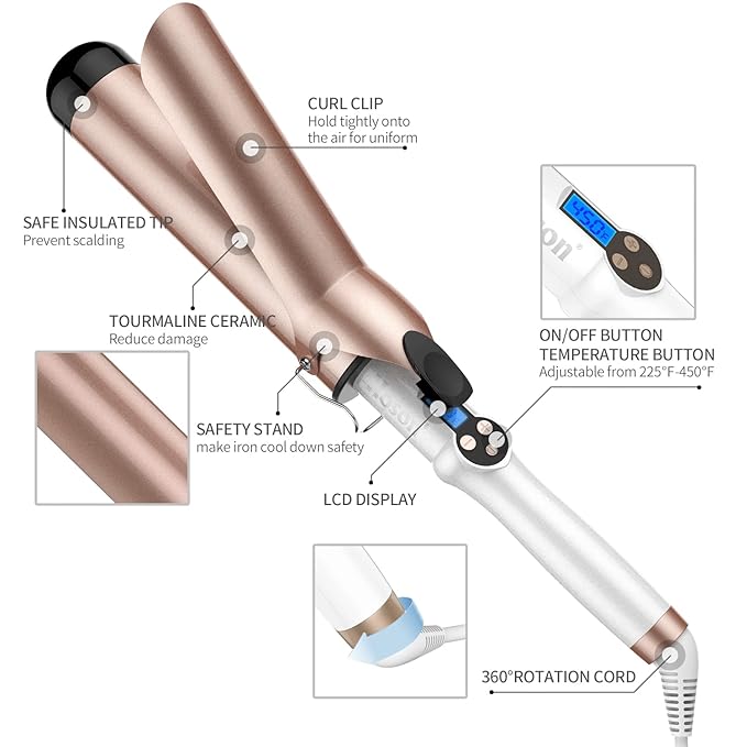 Hoson 2 Inch Curling Iron Large Barrel, Long Barrel Curling Wand Dual Voltage - Image 6