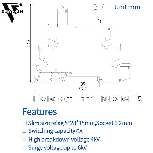 2Pcs Miniature Power Relay DC 24V HF41F/24-ZS 5 Pin 1NO 1NC 6A SPDT - Image 4