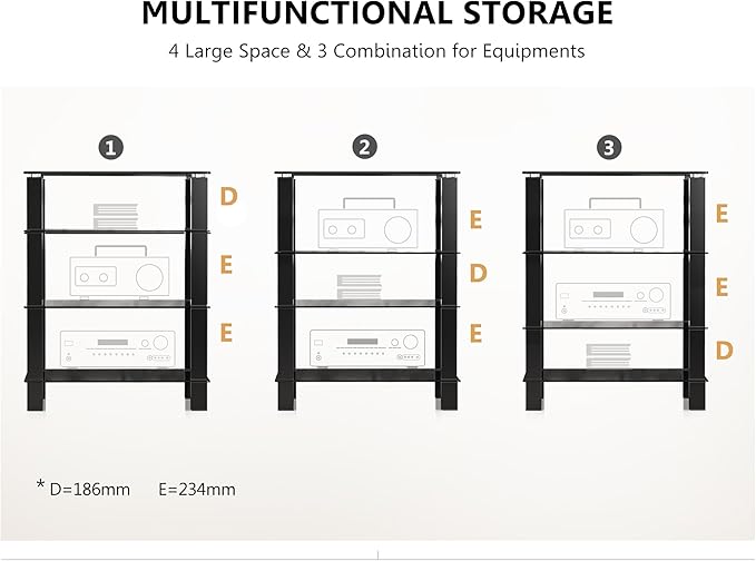 FITUEYES 4-Tier Media Stand Audio/Video Component Cabinet - Image 3
