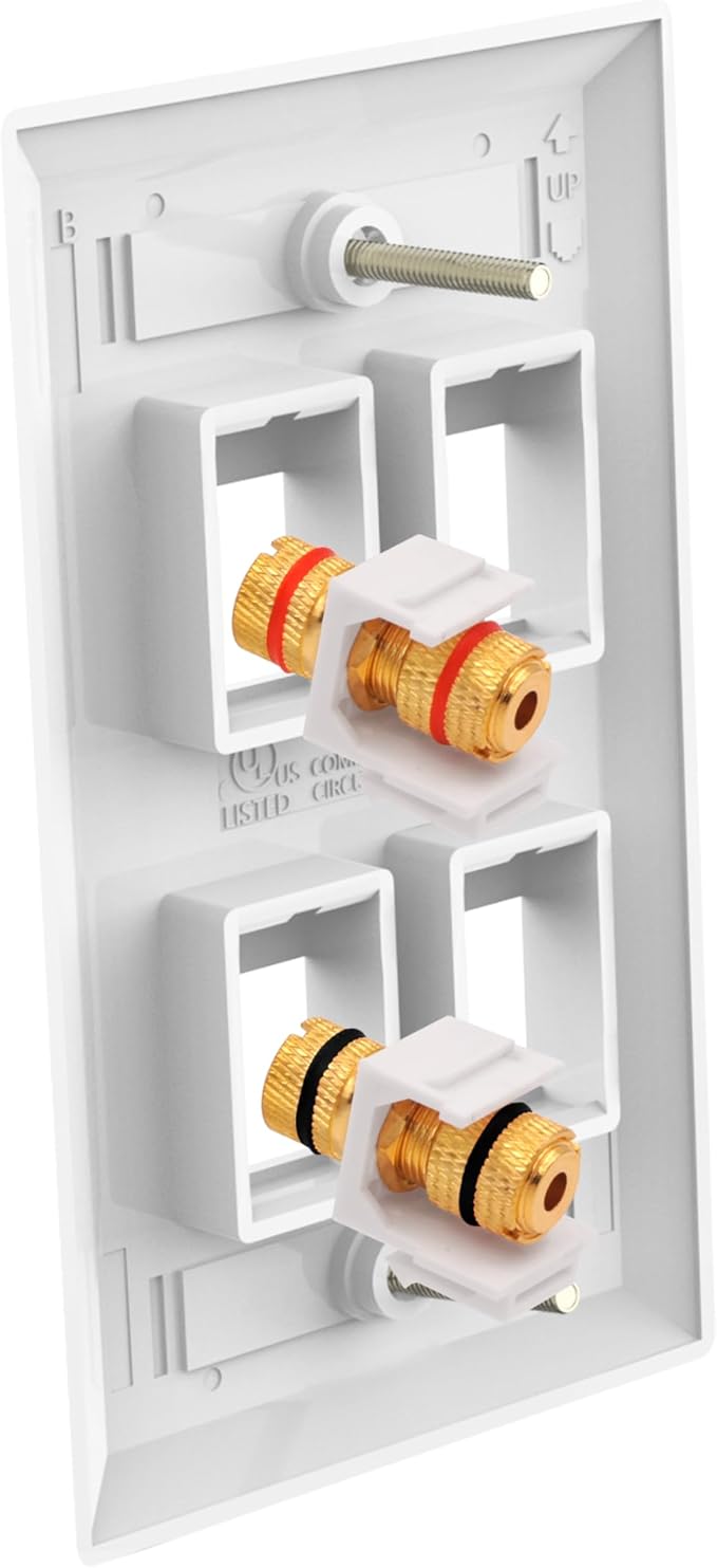 VCE UL-Listed Speaker Wall Plate Gold-Plated, 4-Port Keystone Wall Plate - Image 4