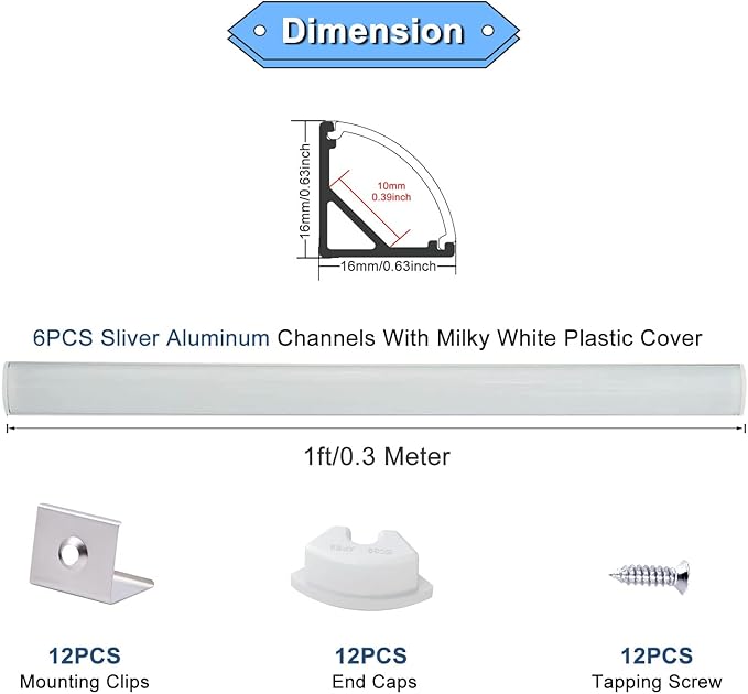 VST 6Pack 1 ft LED Aluminum Channel - Image 2